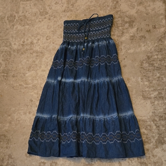 Blue Strapless Maxi Dress/ Skirt Size Small - Picture 2 of 8
